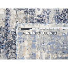 Load image into Gallery viewer, 2&#39;5&quot;x10&#39; Blue Abstract With Mosaic Design Wool And Silk Hand Knotted Oriental Runner Rug FWR373572