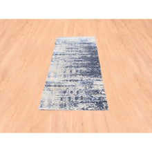 Load image into Gallery viewer, 2&#39;5&quot;x6&#39;1&quot; Blue Abstract With Mosaic Design Wool And Silk Hand Knotted Oriental Runner Rug FWR373578