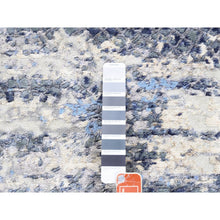 Load image into Gallery viewer, 2&#39;5&quot;x6&#39;1&quot; Blue Abstract With Mosaic Design Wool And Silk Hand Knotted Oriental Runner Rug FWR373578