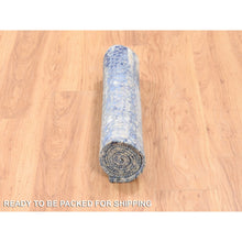 Load image into Gallery viewer, 2&#39;5&quot;x6&#39;1&quot; Blue Abstract With Mosaic Design Wool And Silk Hand Knotted Oriental Runner Rug FWR373578