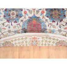 Load image into Gallery viewer, 10&#39;1&quot;x10&#39; Colorful Silk With Textured Wool Tabriz Vase And Flower Design Hand Knotted Oriental Round Rug FWR373632