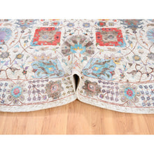 Load image into Gallery viewer, 10&#39;1&quot;x10&#39; Colorful Silk With Textured Wool Tabriz Vase And Flower Design Hand Knotted Oriental Round Rug FWR373632