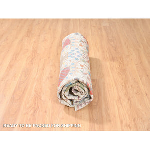 10'1"x10' Colorful Silk With Textured Wool Tabriz Vase And Flower Design Hand Knotted Oriental Round Rug FWR373632