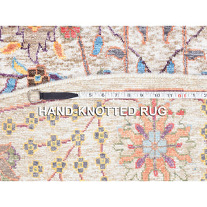 10'1"x10' Colorful Silk With Textured Wool Tabriz Vase And Flower Design Hand Knotted Oriental Round Rug FWR373632