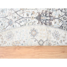 Load image into Gallery viewer, 5&#39;1&quot;x5&#39;1&quot; Round Ivory Silk With Textured Wool Tabriz Vase With Pomegranate Design Hand Knotted Oriental Rug FWR373716