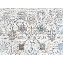 Load image into Gallery viewer, 5&#39;1&quot;x5&#39;1&quot; Round Ivory Silk With Textured Wool Tabriz Vase With Pomegranate Design Hand Knotted Oriental Rug FWR373716