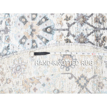 Load image into Gallery viewer, 5&#39;1&quot;x5&#39;1&quot; Vista White, Wool and Silk, Nain with All Over Flower Design, 250 KPSI, Hand Knotted, Soft Pile, Round, Oriental Rug FWR549378