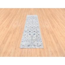 Load image into Gallery viewer, 2&#39;6&quot;x8&#39;2&quot; Hand Knotted Ivory Silk With Textured Wool Tabriz Vase And Pomegranate Design Oriental Runner Rug FWR373734