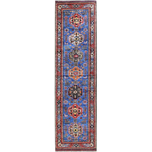 Load image into Gallery viewer, 2&#39;8&quot;x9&#39;7&quot; Bayern Blue, Afghan Ersari with Turkish Knot, Caucasian Design Revival, Small Animal Figurines, Vegetable Dyes, Densely Woven, Soft Wool, Hand Knotted, Runner, Oriental Rug Sh622 FWR3732