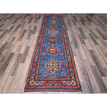 Load image into Gallery viewer, 2&#39;8&quot;x9&#39;7&quot; Bayern Blue, Afghan Ersari With Turkish Knot, Caucasian Design Revival, Small Animal Figurines, Vegetable Dyes, Densely Woven, Soft Wool, Hand Knotted, Runner, Oriental Rug FWR3732