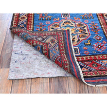 Load image into Gallery viewer, 2&#39;8&quot;x9&#39;7&quot; Bayern Blue, Afghan Ersari With Turkish Knot, Caucasian Design Revival, Small Animal Figurines, Vegetable Dyes, Densely Woven, Soft Wool, Hand Knotted, Runner, Oriental Rug FWR3732