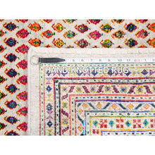 Load image into Gallery viewer, 8&#39;10&quot;x12&#39; Wool And Sari Silk Colorful Sarouk Mir Inspired With Repetitive Boteh Design Hand Knotted Oriental Rug FWR373842