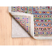 Load image into Gallery viewer, 9&#39;10&quot;x14&#39; Colorful Wool And Sari Silk Sarouk Mir Inspired With Repetitive Boteh Design Hand Knotted Oriental Rug FWR373854