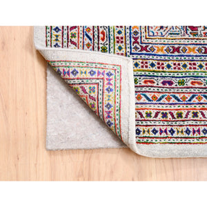 9'10"x14' Colorful Wool And Sari Silk Sarouk Mir Inspired With Repetitive Boteh Design Hand Knotted Oriental Rug FWR373854