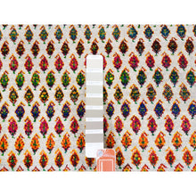 Load image into Gallery viewer, 9&#39;10&quot;x14&#39; Colorful Wool And Sari Silk Sarouk Mir Inspired With Repetitive Boteh Design Hand Knotted Oriental Rug FWR373854