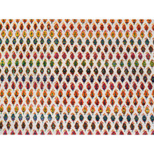 Load image into Gallery viewer, 9&#39;10&quot;x14&#39; Colorful Wool And Sari Silk Sarouk Mir Inspired With Repetitive Boteh Design Hand Knotted Oriental Rug FWR373854