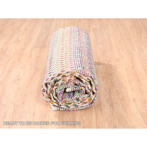 9'10"x14' Colorful Wool And Sari Silk Sarouk Mir Inspired With Repetitive Boteh Design Hand Knotted Oriental Rug FWR373854