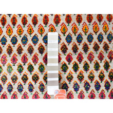 Load image into Gallery viewer, 10&#39;1&quot;x10&#39;1&quot; Colorful Wool And Sari Silk Sarouk Mir Inspired With Multiple Borders Hand Knotted Oriental Square Rug FWR373860