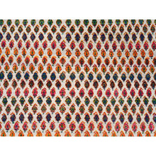 Load image into Gallery viewer, 10&#39;1&quot;x10&#39;1&quot; Colorful Wool And Sari Silk Sarouk Mir Inspired With Multiple Borders Hand Knotted Oriental Square Rug FWR373860