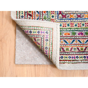 11'7"x18' Oversize Colorful Wool And Sari Silk Sarouk Mir Inspired With Small Repetitive Pattern Hand Knotted Oriental Rug FWR373872