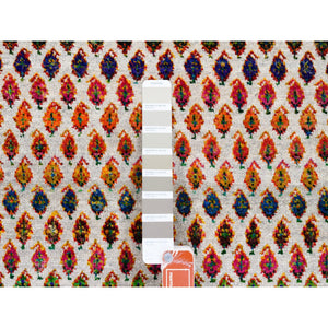 11'7"x18' Oversize Colorful Wool And Sari Silk Sarouk Mir Inspired With Small Repetitive Pattern Hand Knotted Oriental Rug FWR373872