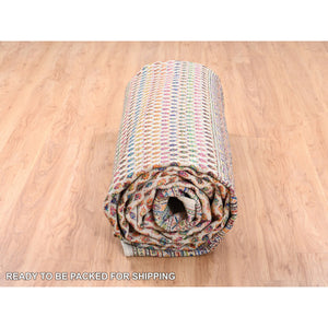 11'7"x18' Oversize Colorful Wool And Sari Silk Sarouk Mir Inspired With Small Repetitive Pattern Hand Knotted Oriental Rug FWR373872