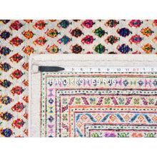 Load image into Gallery viewer, 11&#39;7&quot;x18&#39; Oversize Colorful Wool And Sari Silk Sarouk Mir Inspired With Small Repetitive Pattern Hand Knotted Oriental Rug FWR373872