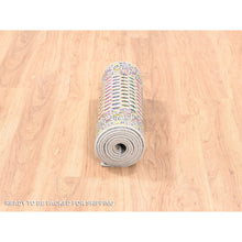 Load image into Gallery viewer, 2&#39;4&quot;x10&#39;2&quot; Colorful Wool And Sari Silk Sarouk Mir Inspired With Multiple Borders Hand Knotted Oriental Runner Rug FWR373980