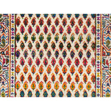 Load image into Gallery viewer, 2&#39;7&quot;x8&#39;1&quot; Colorful Wool And Sari Silk Sarouk Mir Inspired With Repetitive Boteh Design Hand Knotted Oriental Runner Rug FWR373986
