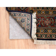 Load image into Gallery viewer, 5&#39;1&quot;x7&#39;1&quot; Ink Black Hand Spun Wool All Over Herat Fish Design Hand Knotted Oriental Rug FWR374058