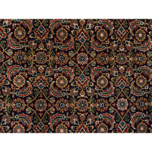 Load image into Gallery viewer, 5&#39;1&quot;x7&#39;1&quot; Ink Black Hand Spun Wool All Over Herat Fish Design Hand Knotted Oriental Rug FWR374058