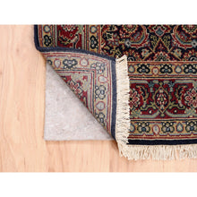 Load image into Gallery viewer, 4&#39;x6&#39; Pitch Black New Zealand Wool All Over Herat Fish Design Hand Knotted Oriental Rug FWR374070