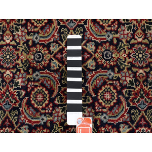4'x6' Pitch Black New Zealand Wool All Over Herat Fish Design Hand Knotted Oriental Rug FWR374070