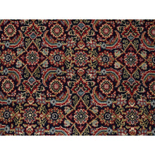 Load image into Gallery viewer, 4&#39;x6&#39; Pitch Black New Zealand Wool All Over Herat Fish Design Hand Knotted Oriental Rug FWR374070