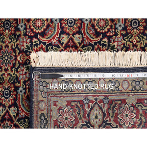 4'x6' Pitch Black New Zealand Wool All Over Herat Fish Design Hand Knotted Oriental Rug FWR374070