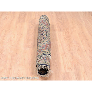 5'9"x5'9" Jet Black Round All Over Herat Fish Design Hand Knotted Hand Spun Wool Oriental Rug FWR374094