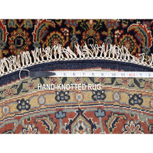 Load image into Gallery viewer, 5&#39;9&quot;x5&#39;9&quot; Jet Black Round All Over Herat Fish Design Hand Knotted Hand Spun Wool Oriental Rug FWR374094