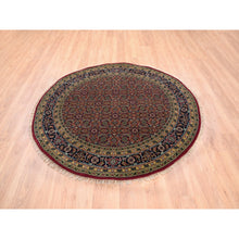 Load image into Gallery viewer, 6&#39;1&quot;x6&#39;1&quot; Hand Knotted Red All Over Herat Fish Design New Zealand Wool Round Oriental Rug FWR374100