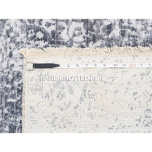 Load image into Gallery viewer, 4&#39;1&quot;x10&#39; Broken Persian Design Wool And Pure Silk Grey Hand Knotted Oriental Wide Gallery Runner Rug FWR374130
