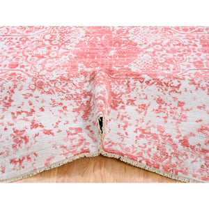 12'2"x15' Oversize Pink Broken Persian Design Wool And Pure Silk Hand Knotted Oriental Rug FWR374136