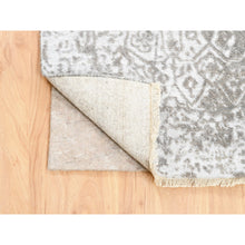 Load image into Gallery viewer, 2&#39;7&quot;x10&#39; Grey Broken Persian Design Wool And Pure Silk Hand Knotted Oriental Runner Rug FWR374166