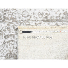 Load image into Gallery viewer, 2&#39;7&quot;x10&#39; Grey Broken Persian Design Wool And Pure Silk Hand Knotted Oriental Runner Rug FWR374166
