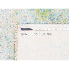 Load image into Gallery viewer, 3&#39;1&quot;x5&#39; Pure Silk With Ivory With Touch Of Green Wool Hand Knotted Oriental Rug FWR374172