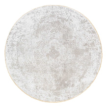Load image into Gallery viewer, 10&#39;x10&#39; Round Grey Broken Persian Design Wool And Pure Silk Hand Knotted Oriental Rug FWR374208