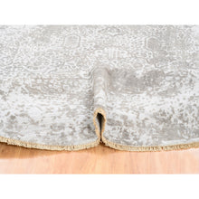 Load image into Gallery viewer, 10&#39;x10&#39; Round Grey Broken Persian Design Wool And Pure Silk Hand Knotted Oriental Rug FWR374208