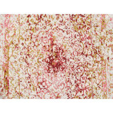Load image into Gallery viewer, 3&#39;x5&#39; Wool And Pure Silk Pink Medallion Erased Persian Design Hand Knotted Oriental Rug FWR374226