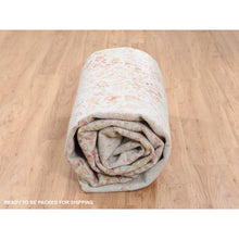 Load image into Gallery viewer, 9&#39;1&quot;x12&#39; Pink Wool And Pure Silk Medallion Erased Persian Design Hand Knotted Oriental Rug FWR374238