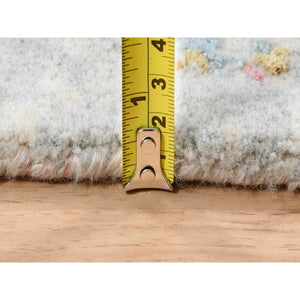 9'1"x12' Pink Wool And Pure Silk Medallion Erased Persian Design Hand Knotted Oriental Rug FWR374238