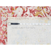 Load image into Gallery viewer, 9&#39;1&quot;x12&#39; Pink Wool And Pure Silk Medallion Erased Persian Design Hand Knotted Oriental Rug FWR374238