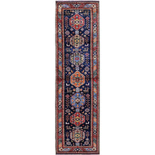 Load image into Gallery viewer, 2&#39;8&quot;x9&#39;6&quot; Navy Blue, Afghan Ersari with Turkish Knot, Caucasian Design Revival, Small Animal Figurines, Vegetable Dyes, Densely Woven, Hand Knotted, Soft Wool, Runner, Oriental Rug Sh623 FWR3738